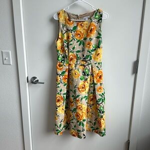 Ny and co yellow floral fit and flare dress.